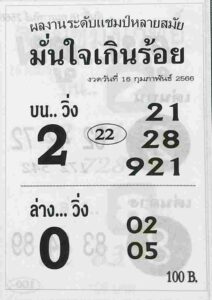 หวยมั่นใจเกินร้อย 16/2/66