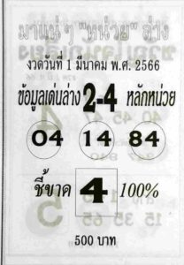 หวยมาแน่ๆหน่วยล่าง 1/3/66