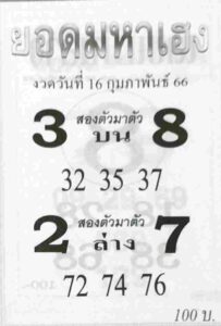 หวยยอดมหาเฮง 16/2/66