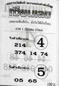 หวยเซียนเลข 1/3/66