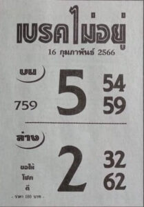 หวยเบรคไม่อยู่ 16/2/66