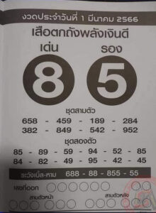 หวยเสือตกถังพลังเงินดี 1/3/66