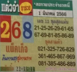 หวยแต๋วจ๋าพารวย 1/3/66
