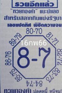 เลขแปดทิศ 16/2/66