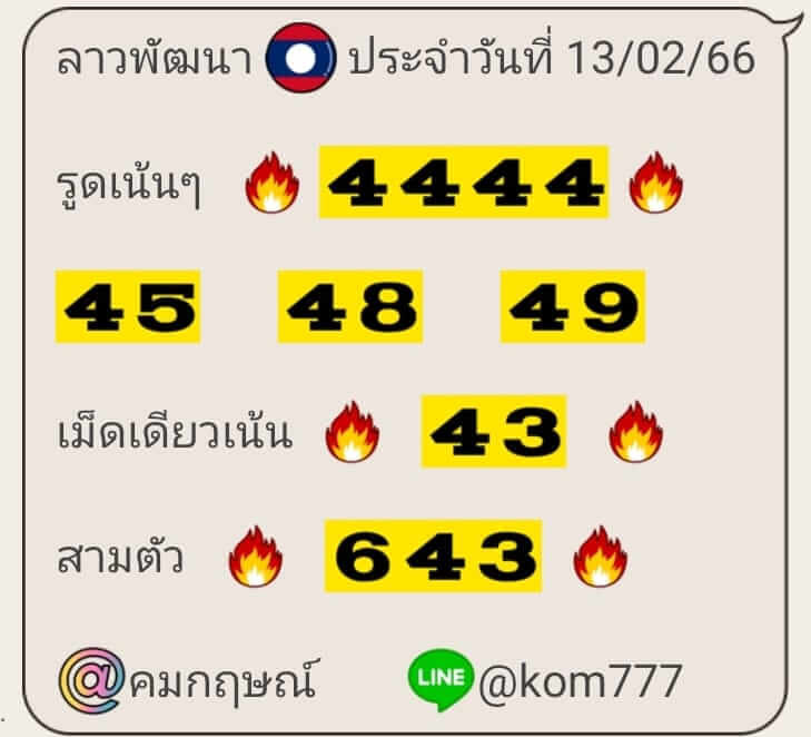 แนวทางหวยลาว 13/2/66 ชุดที่ 7