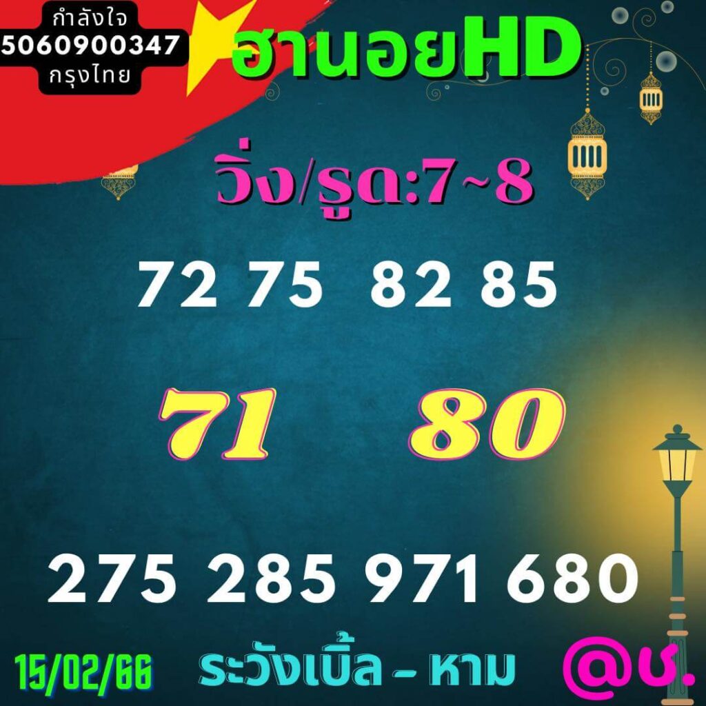 แนวทางหวยฮานอย 15/2/66 ชุดที่ 4