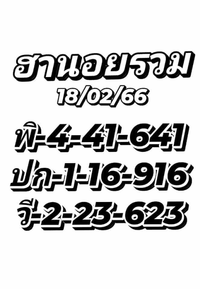 แนวทางหวยฮานอย 18/2/66 ชุดที่ 6