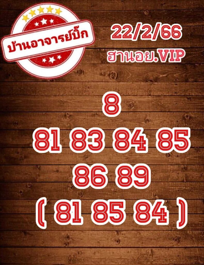 แนวทางหวยฮานอย 22/2/66 ชุดที่ 6