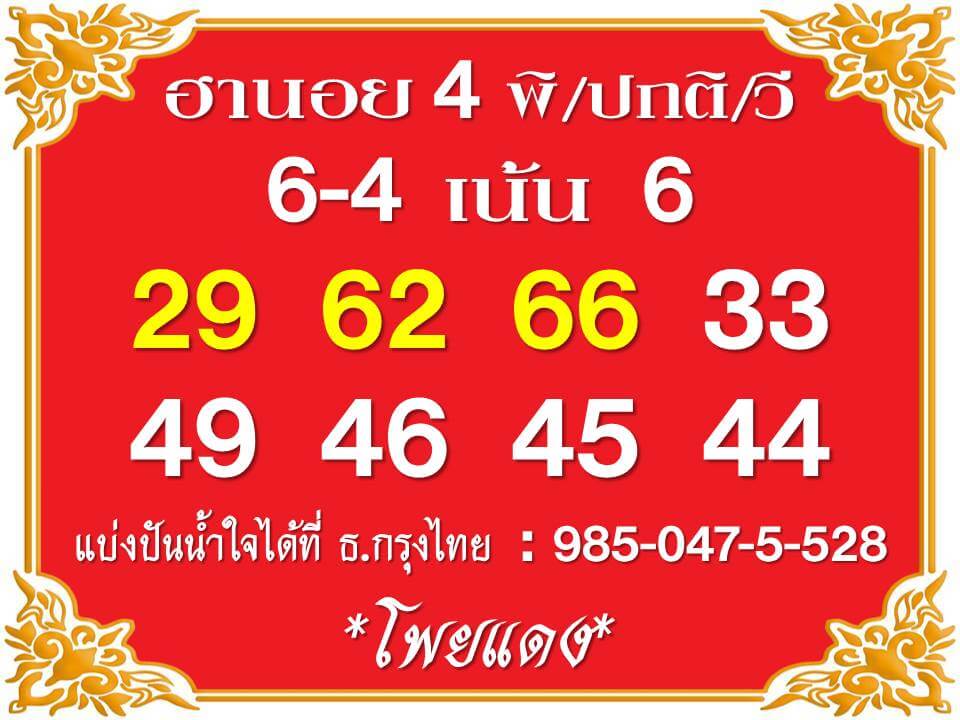 แนวทางหวยฮานอย 4/2/66 ชุดที่ 1