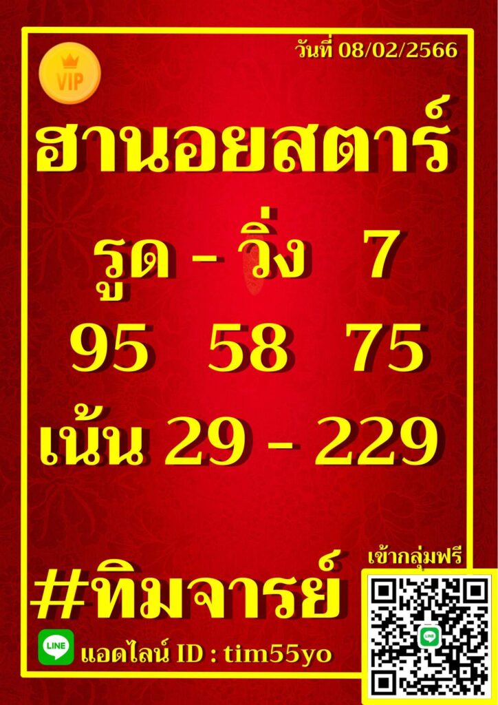 แนวทางหวยฮานอย 8/2/66 ชุดที่ 6