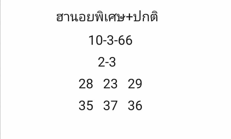 แนวทางหวยฮานอย 10/3/66 ชุดที่ 1