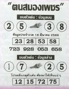 หวยฅนสมองเพชร 16/3/66