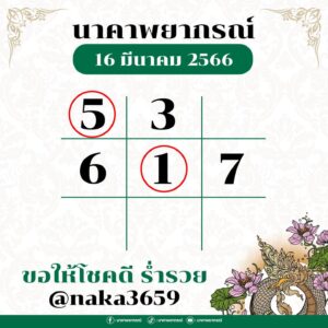 หวยนาคาพยากรณ์ 16/3/66