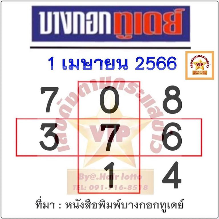 หวยบางกอกทูเดย์ 1/4/66