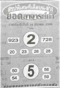 หวยยอดอาจารย์ดัง 16/3/66