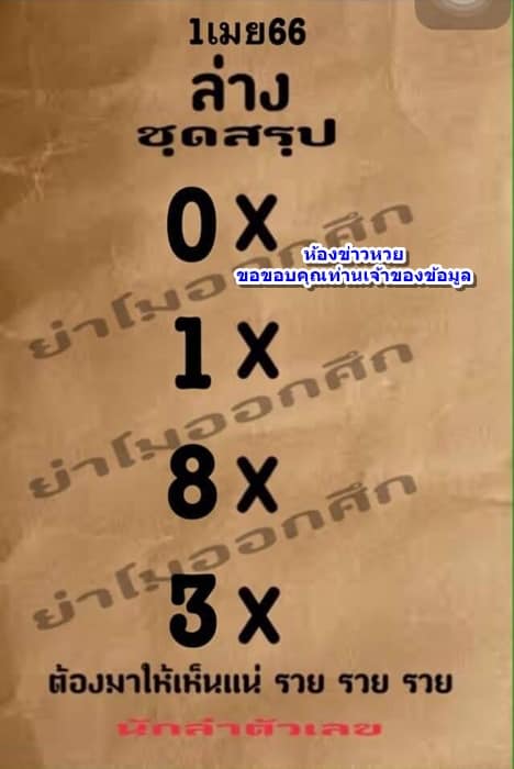 หวยย่าโมออกศึก 1/4/66