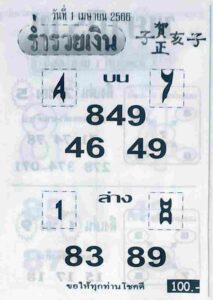 หวยร่ำรวยเงิน 1/4/66
