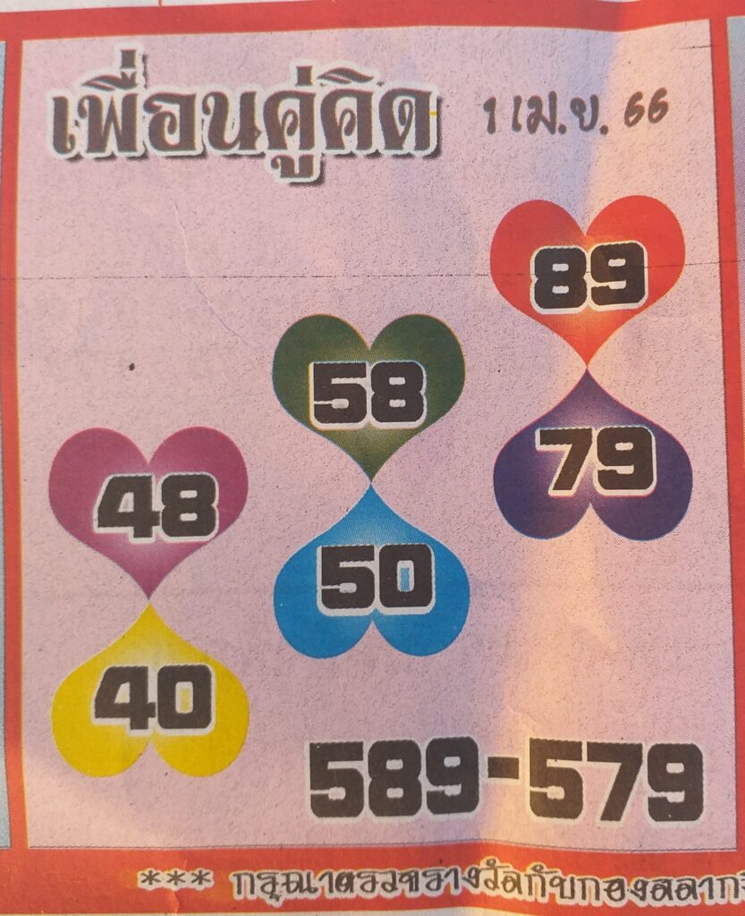 หวยเพื่อนคู่คิด 1/4/66