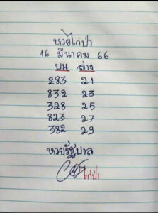 หวยไก่ป่า 16/3/66