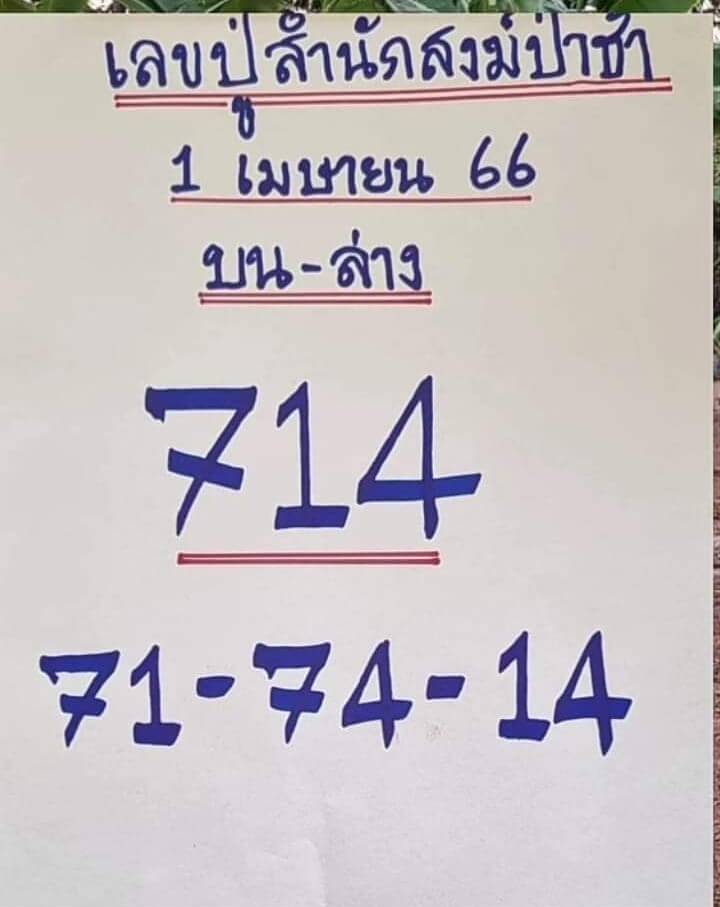 เลขปู่สำนักสงฆ์ป่าช้า 1/4/66