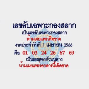 เลขลับเฉพาะกองสลาก 1/4/66