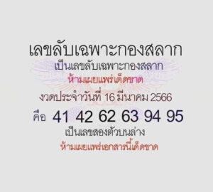 เลขลับเฉพาะกองสลาก 16/3/66