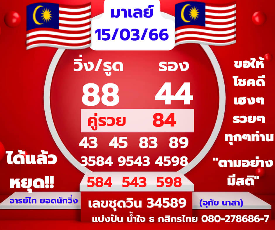 แนวทางหวยมาเลย์ 15/3/66 ชุดที่ 14