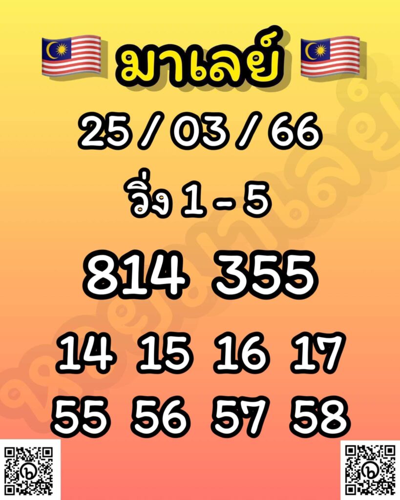 แนวทางหวยมาเลย์ 25/3/66 ชุดที่ 13