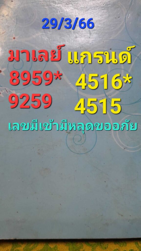 แนวทางหวยมาเลย์ 29/3/66 ชุดที่ 13