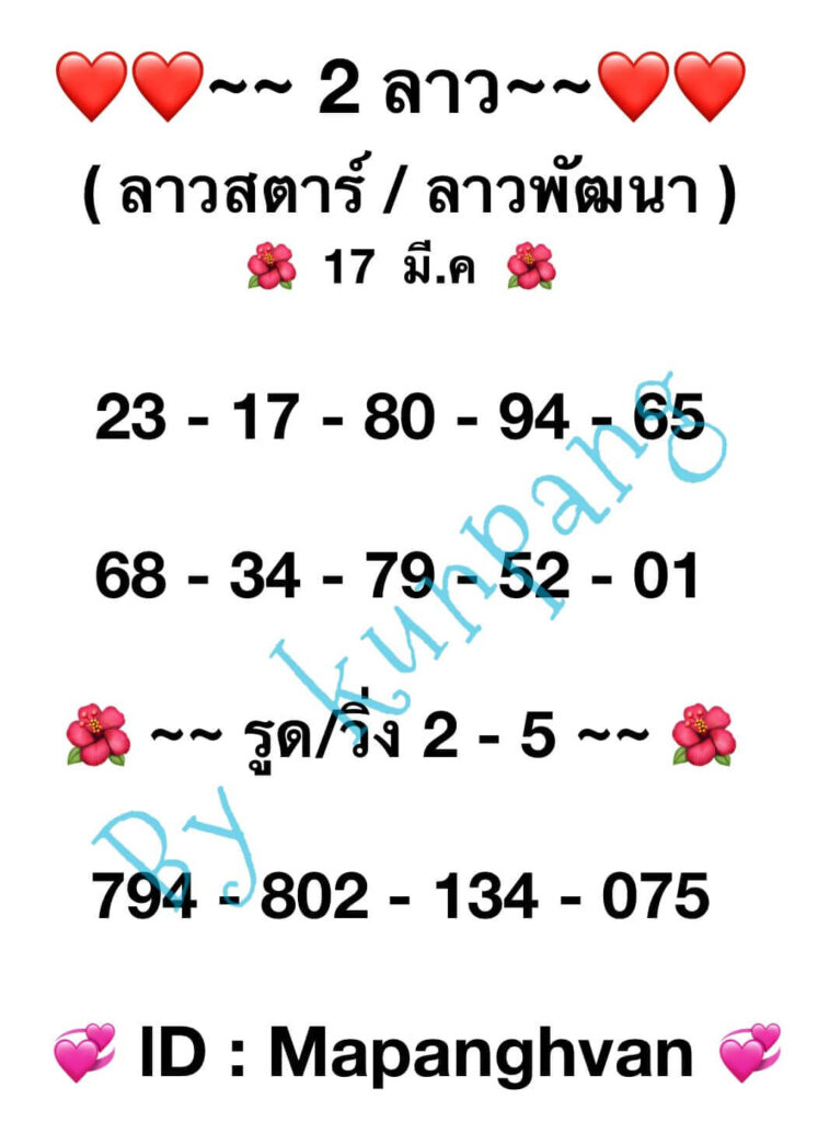 แนวทางหวยลาว 17/3/66 ชุดที่ 3