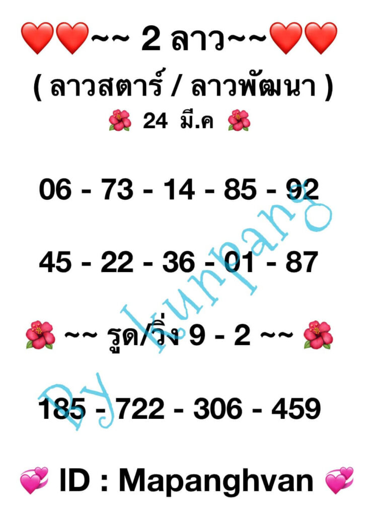 แนวทางหวยลาว 24/3/66 ชุดที่ 10