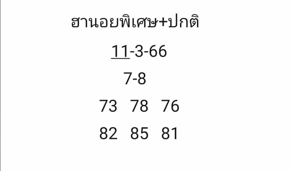 แนวทางหวยฮานอย 11/3/66 ชุดที่ 2