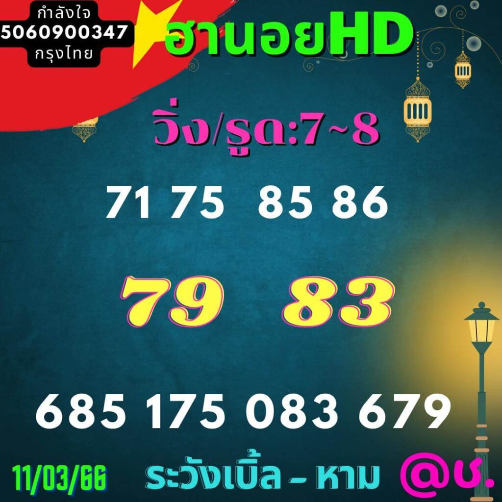 แนวทางหวยฮานอย 11/3/66 ชุดที่ 7