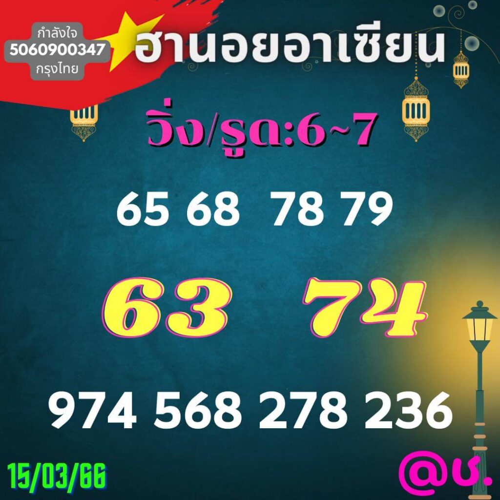 แนวทางหวยฮานอย 15/3/66 ชุดที่ 3