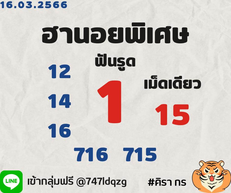 แนวทางหวยฮานอย 16/3/66 ชุดที่ 16