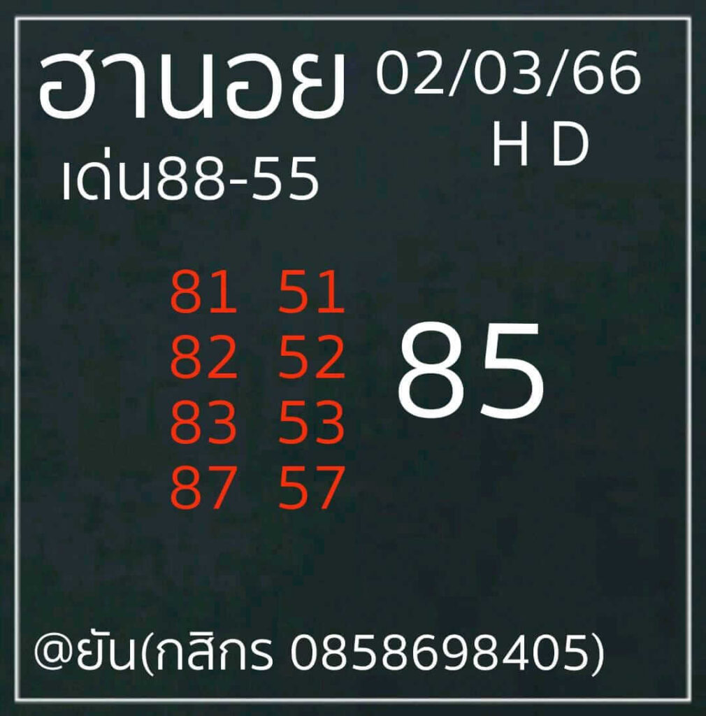 แนวทางหวยฮานอย 2/3/66 ชุดที่ 3