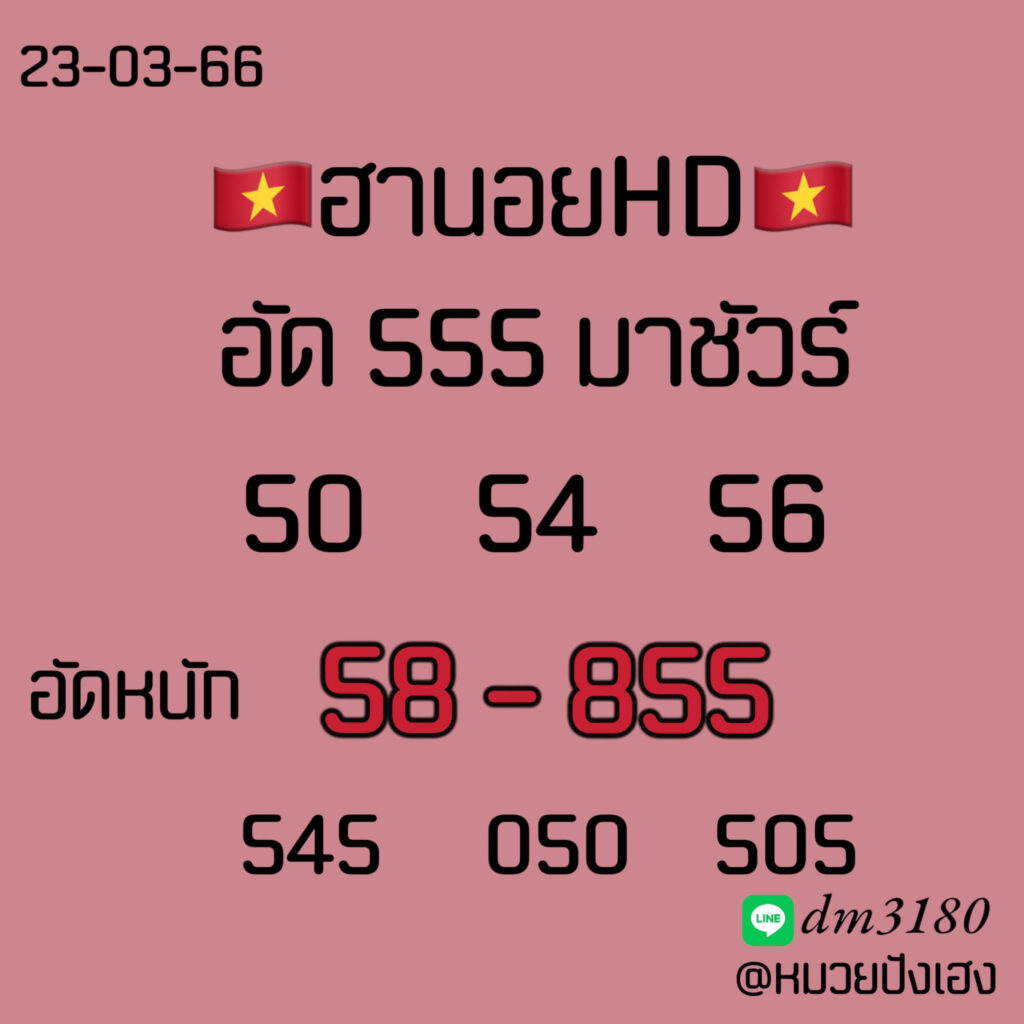 แนวทางหวยฮานอย 23/3/66 ชุดที่ 7