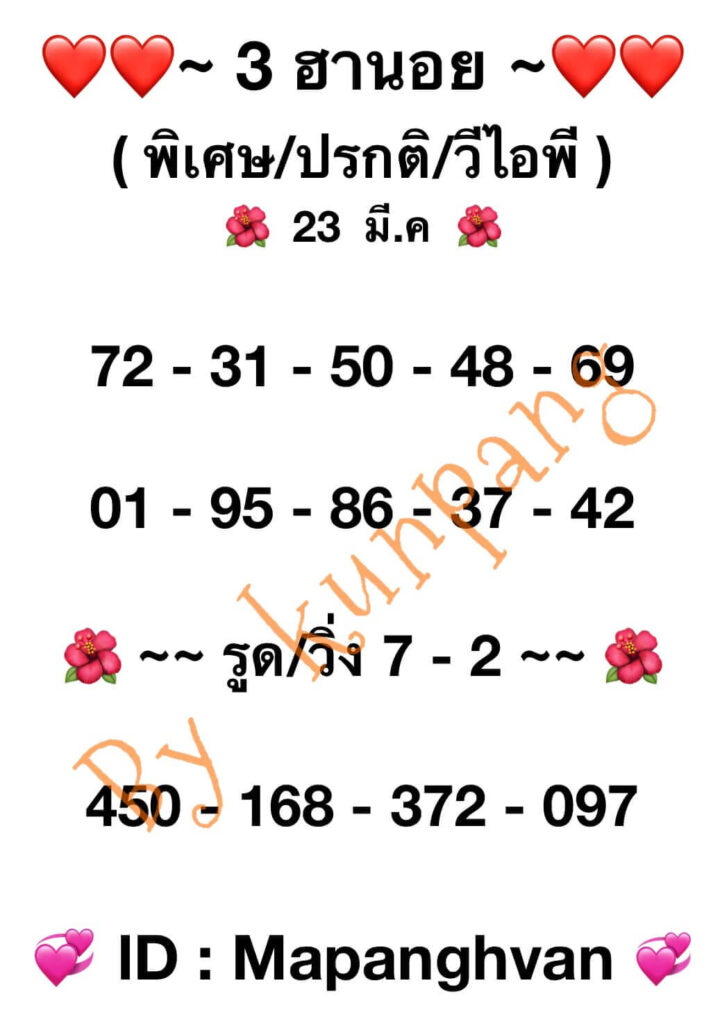 แนวทางหวยฮานอย 23/3/66 ชุดที่ 8