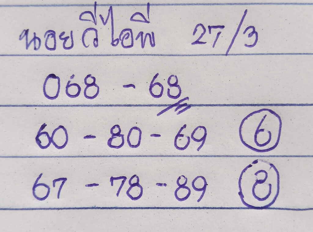 แนวทางหวยฮานอย 27/3/66 ชุดที่ 11