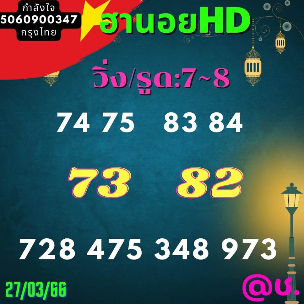 แนวทางหวยฮานอย 27/3/66 ชุดที่ 15