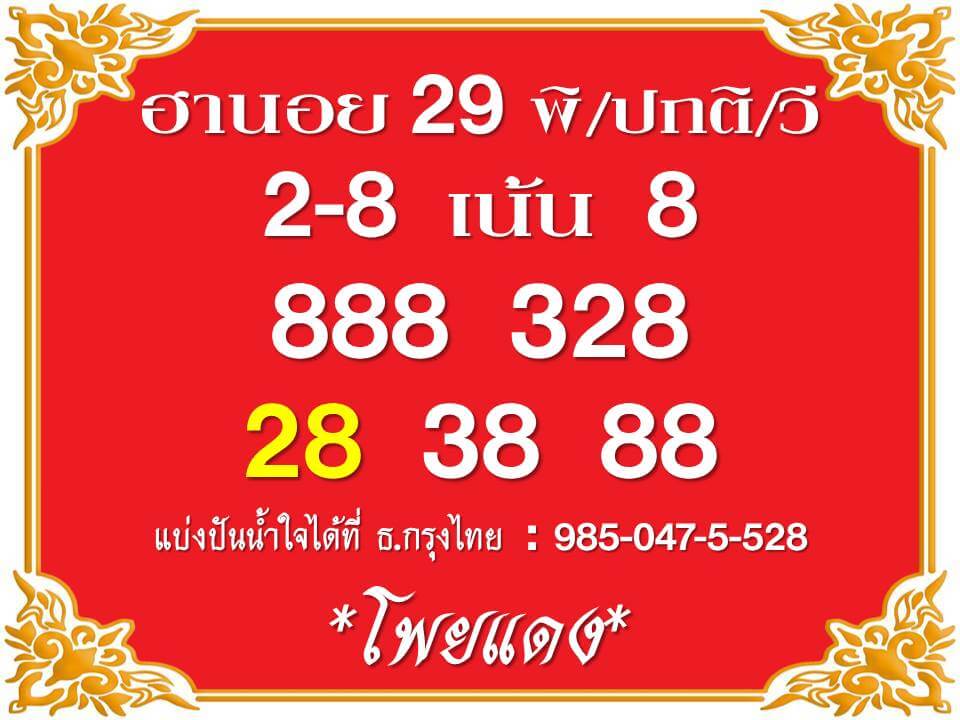 แนวทางหวยฮานอย 29/3/66 ชุดที่ 11