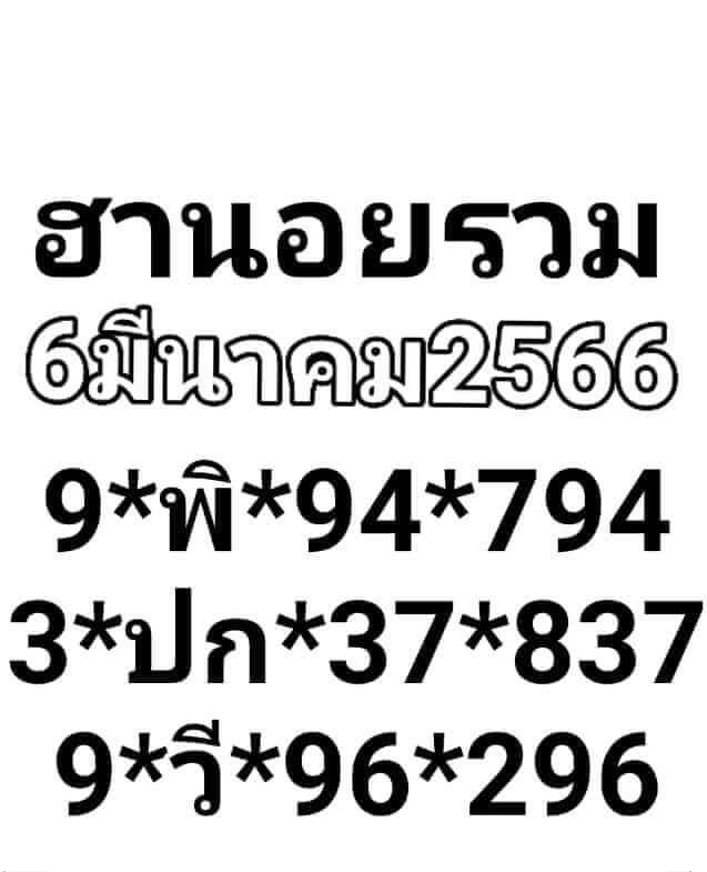 แนวทางหวยฮานอย 6/3/66 ชุดที่ 1