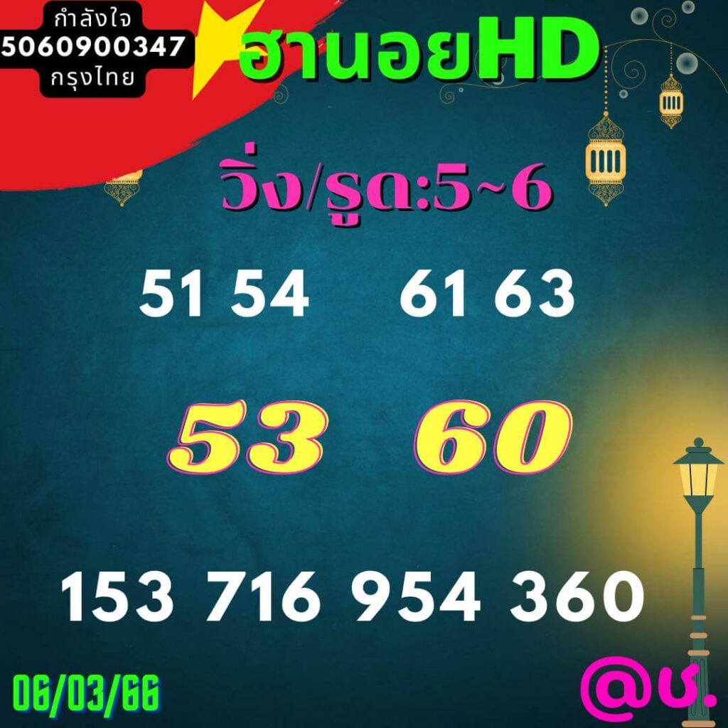 แนวทางหวยฮานอย 6/3/66 ชุดที่ 2