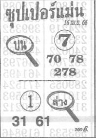 หวยซุปเปอร์แม่น 16/4/66