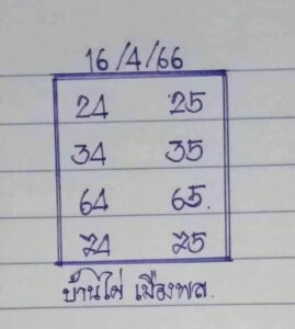 หวยบ้านไผ่เมืองพล 16/4/66