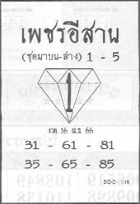 หวยเพชรอีสาน 16/4/66