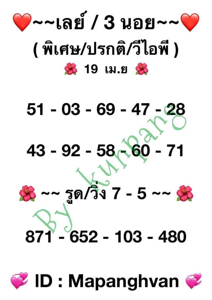 แนวทางหวยมาเลย์ 19/4/66 ชุดที่ 11