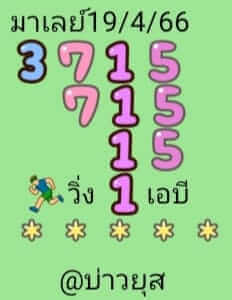 แนวทางหวยมาเลย์ 19/4/66 ชุดที่ 3