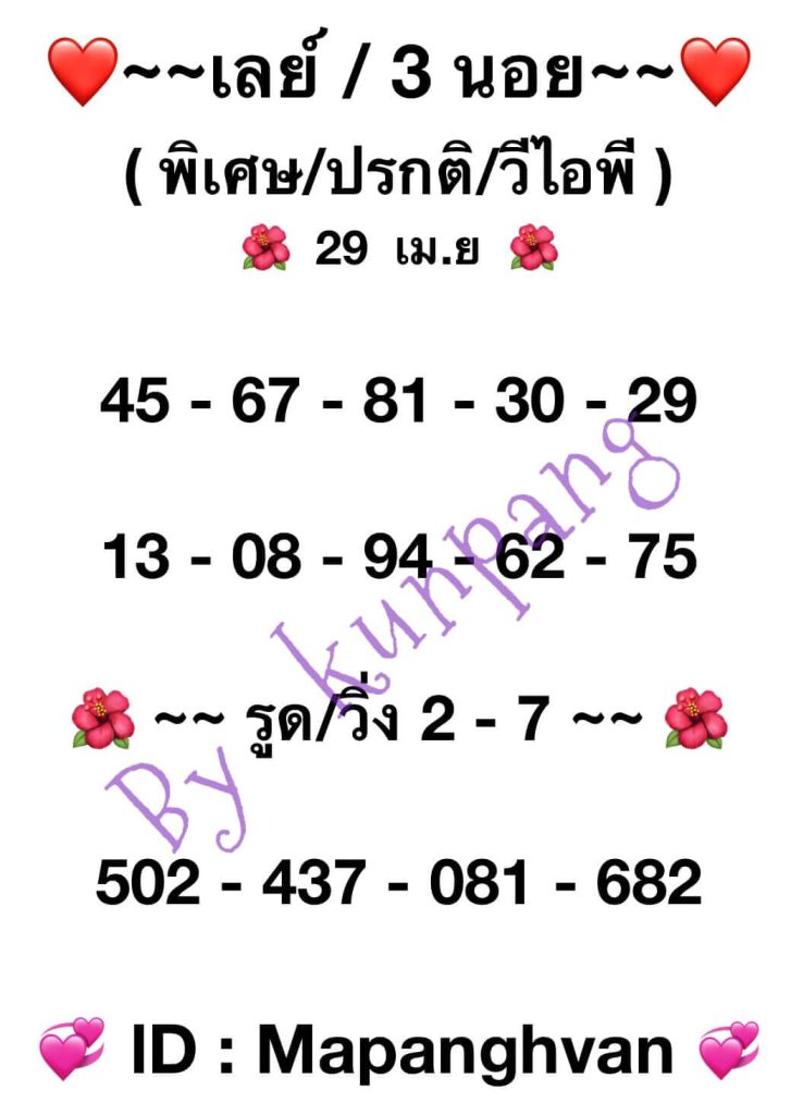 แนวทางหวยมาเลย์ 29/4/66 ชุดที่ 10