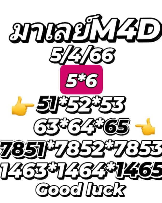 แนวทางหวยมาเลย์ 5/4/66 ชุดที่ 6